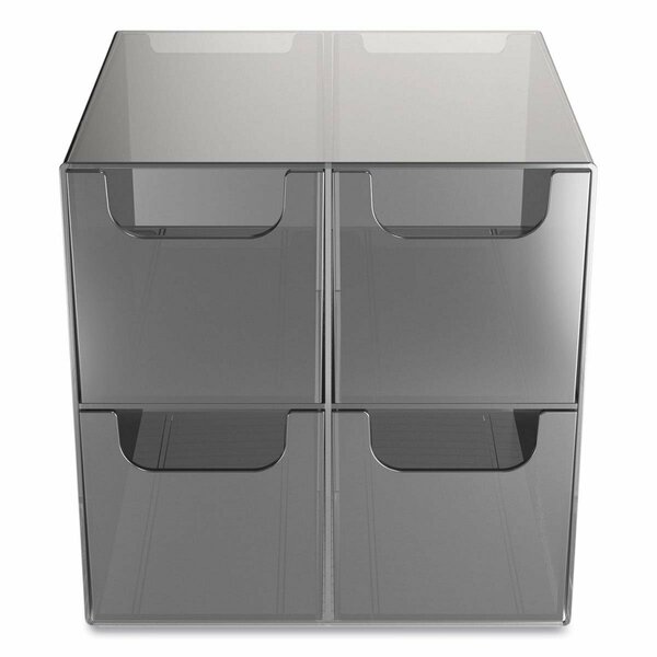 Tru Red 4-Compartment Plastic Cube Desktop Organizer Smoke TR58201
